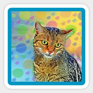 Cute kitten - abstract - colorful painting Sticker